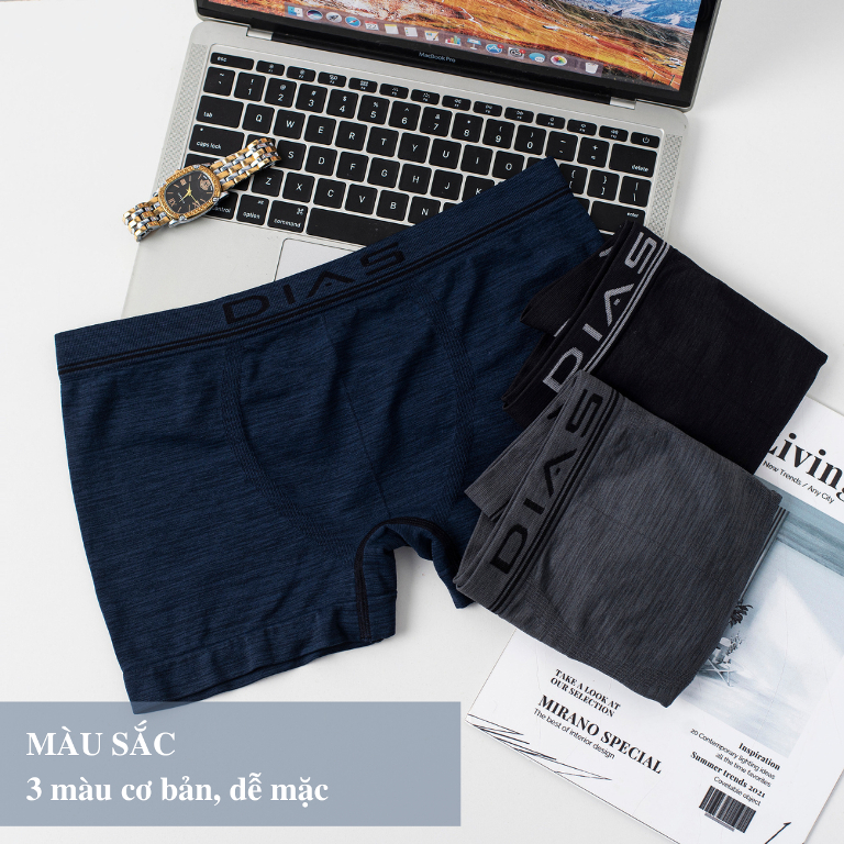Quần Sịp Đùi Nam Boxer DIAS Hàng Cao Cấp Cạp Dệt Liền Không Hằn Da, Thấm Hút, Co Giãn, Kháng Khuẩn Nhanh Khô Q026