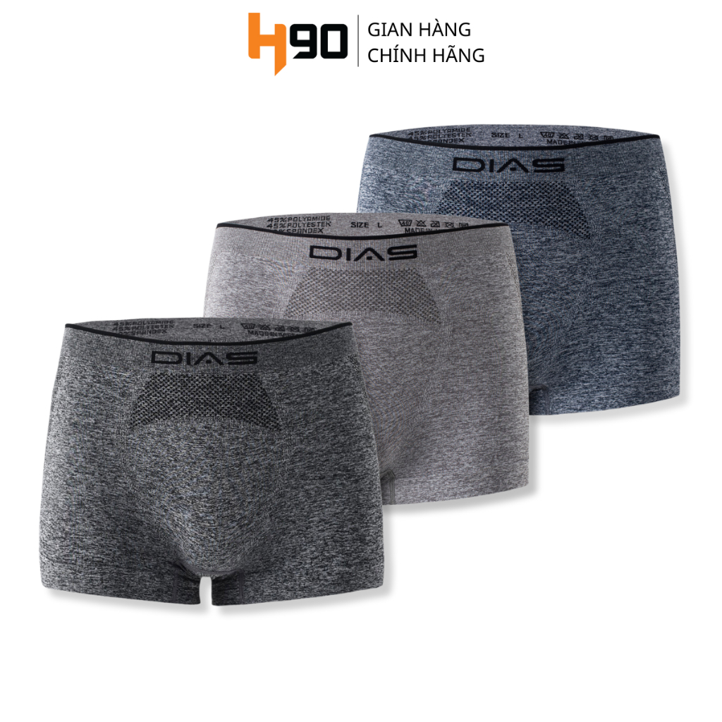 Quần Sịp Đùi Nam Boxer DIAS Hàng Cao Cấp Cạp Dệt Liền Không Hằn Da, Thấm Hút, Co Giãn, Kháng Khuẩn Nhanh Khô W018