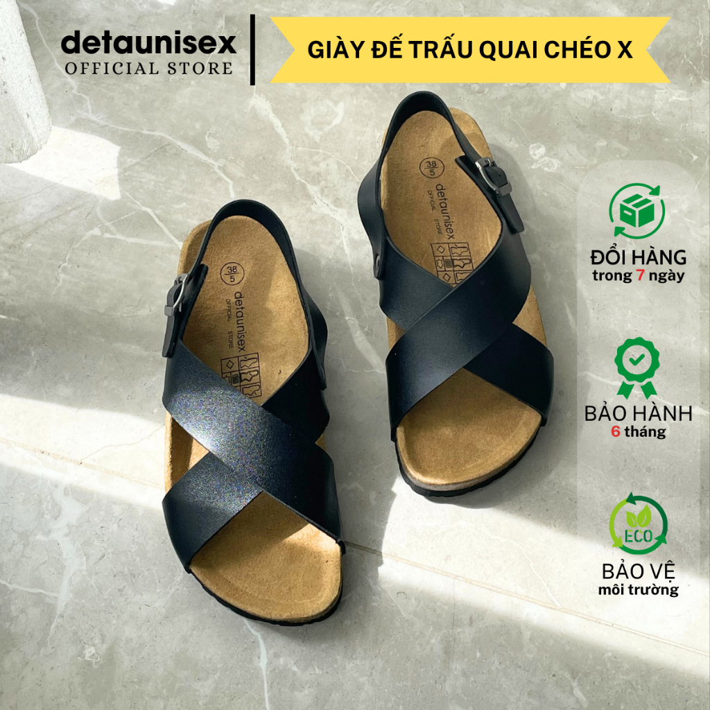Dép đế trấu sandal quai chéo nam nữ Birken phong cách cực xinh Detaunisex - SATA23