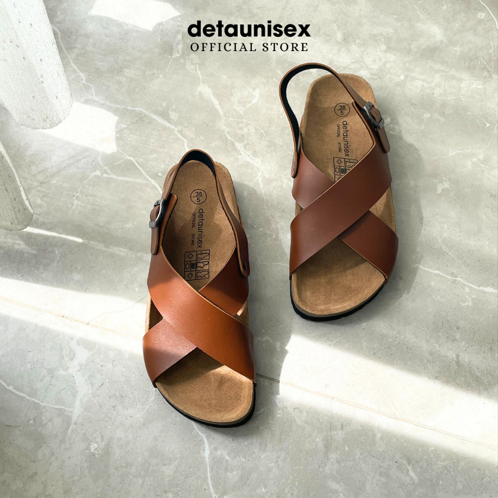 Dép đế trấu sandal quai chéo chữ X nam nữ Birken phong cách văn phòng Detaunisex - SATA23
