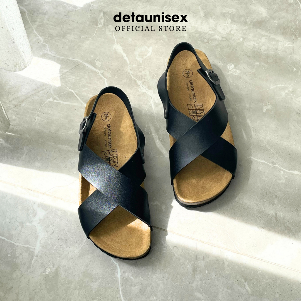 Dép đế trấu sandal quai chéo chữ X nam nữ Birken phong cách văn phòng Detaunisex - SATA23