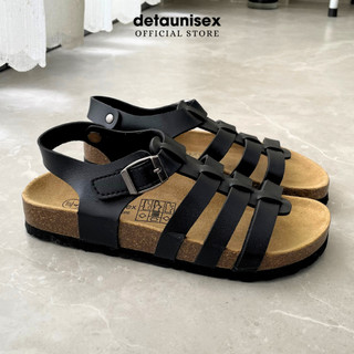 Dép đế trấu sandal rọ chiến binh nam nữ Birken cá tính Detaunisex màu ĐEN - SATA41D