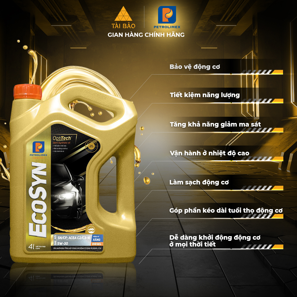 Nhớt xe ô tô PETROLIMEX PLC Ecosyn 100 5W30 SN/CF  - Chính hãng
