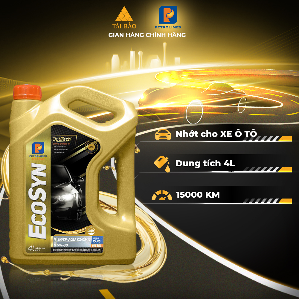 Nhớt xe ô tô PETROLIMEX PLC Ecosyn 100 5W30 SN/CF  - Chính hãng