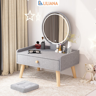 Bàn trang điểm ngồi bệt có led gương tròn hiện đại thương hiệu Liliana -  LP202B