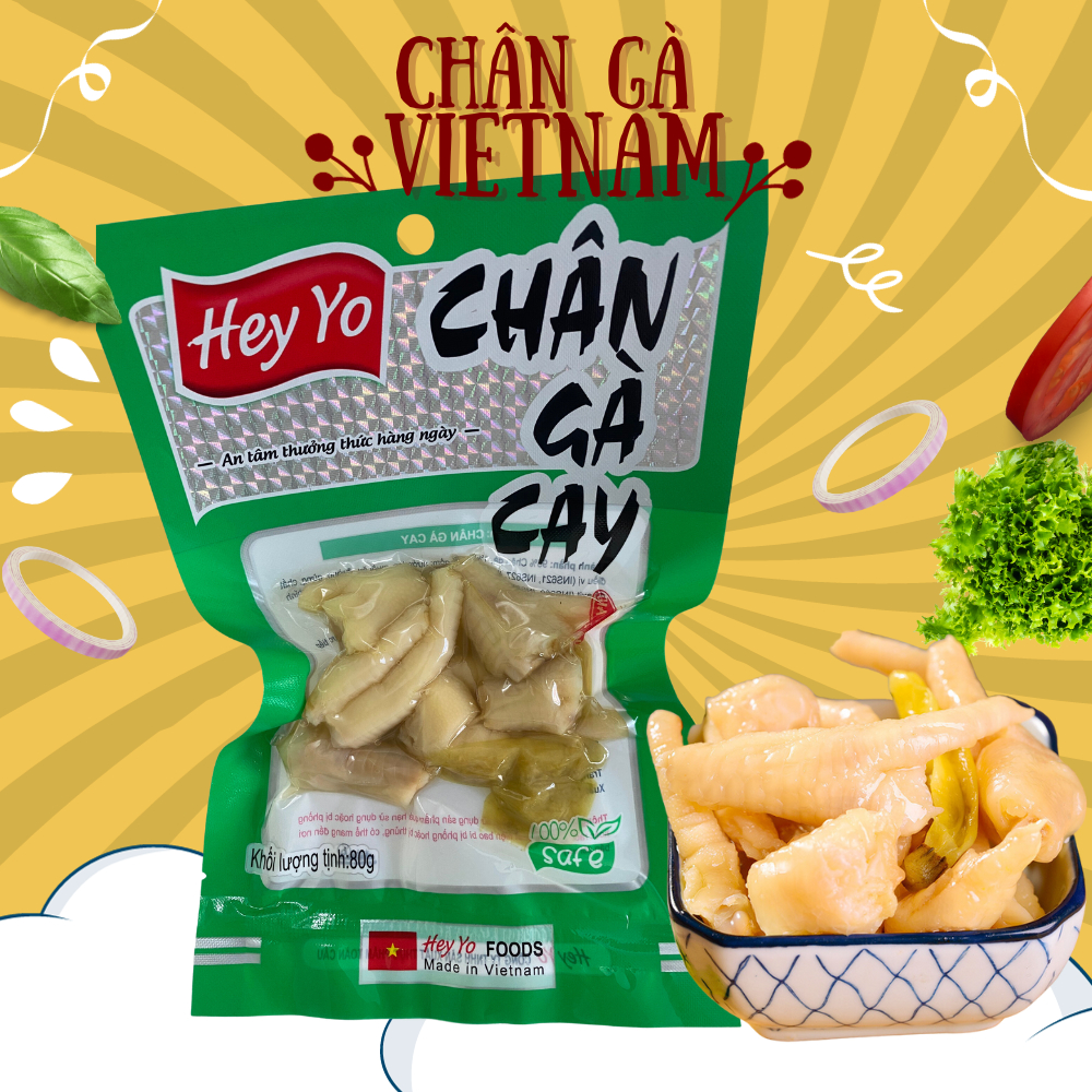 Chân gà cay Hey yo Việt Nam ủ vị gói lớn 80g, đồ ăn vặt giá rẻ ngon Lucky Star