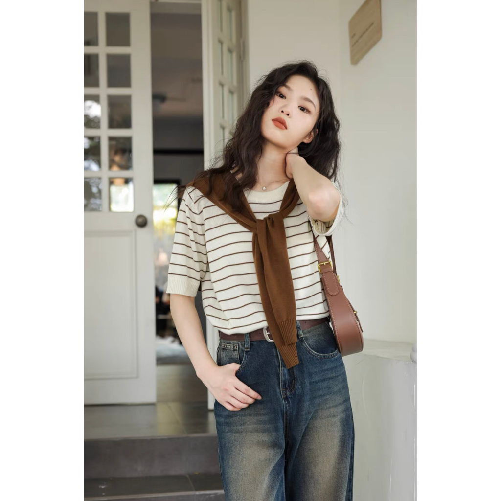 LYRA Set áo len mongtoghi kẻ kèm khăn len tháo rời phong cách trẻ trung - CSYSE0078