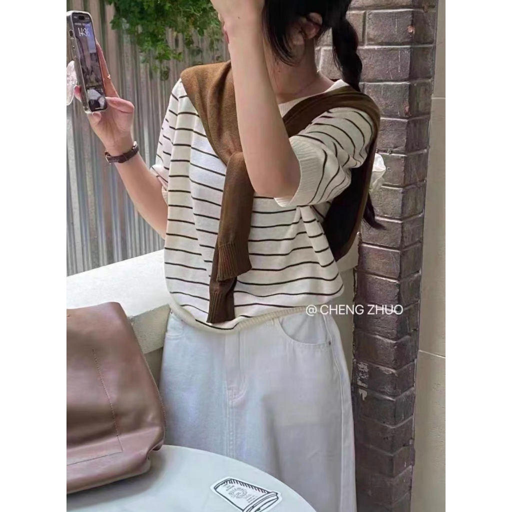 LYRA Set áo len mongtoghi kẻ kèm khăn len tháo rời phong cách trẻ trung - CSYSE0078