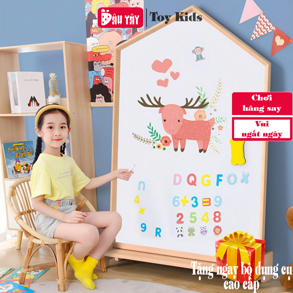 Bảng trắng tính từ viết bút lông dán treo tường nam châm cho bé học vẽ viết từ tính TẶNG KÈM 9 MÓN QUÀ