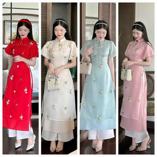 Áo dài cách tân nữ thêu hoa cao cấp - AQ16