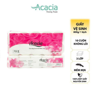 Giấy vệ sinh không lõi ACACIA hoa hồng 3 lớp 10 cuộn
