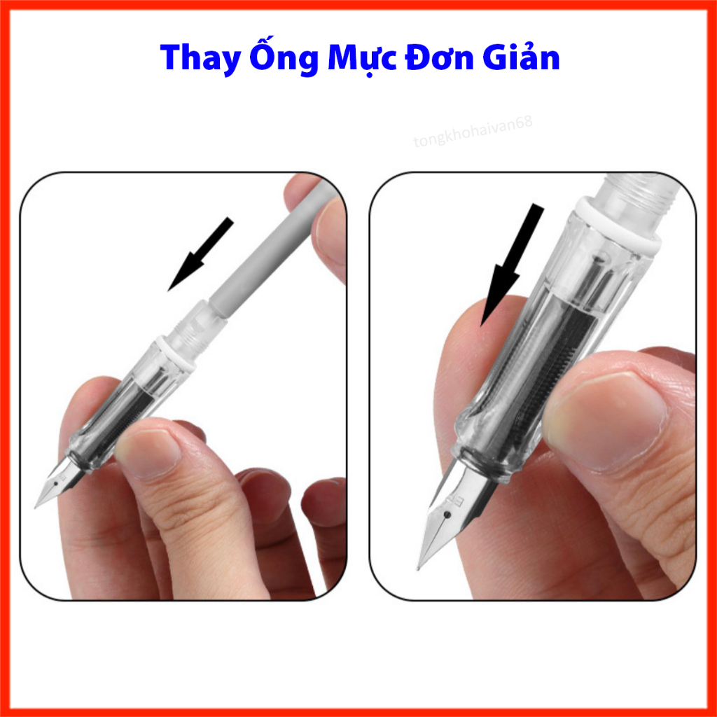 Bút máy mực tẩy xoá được ngòi kim đầu 0.5mm bút mực xanh đen thiết kế đơn giản tiện dụng