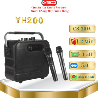 Bộ loa xách tay karaoke Ontekco YH200 kèm mic hát, bluetooth 5.0 hát karaoke không dây mang đi du lịch