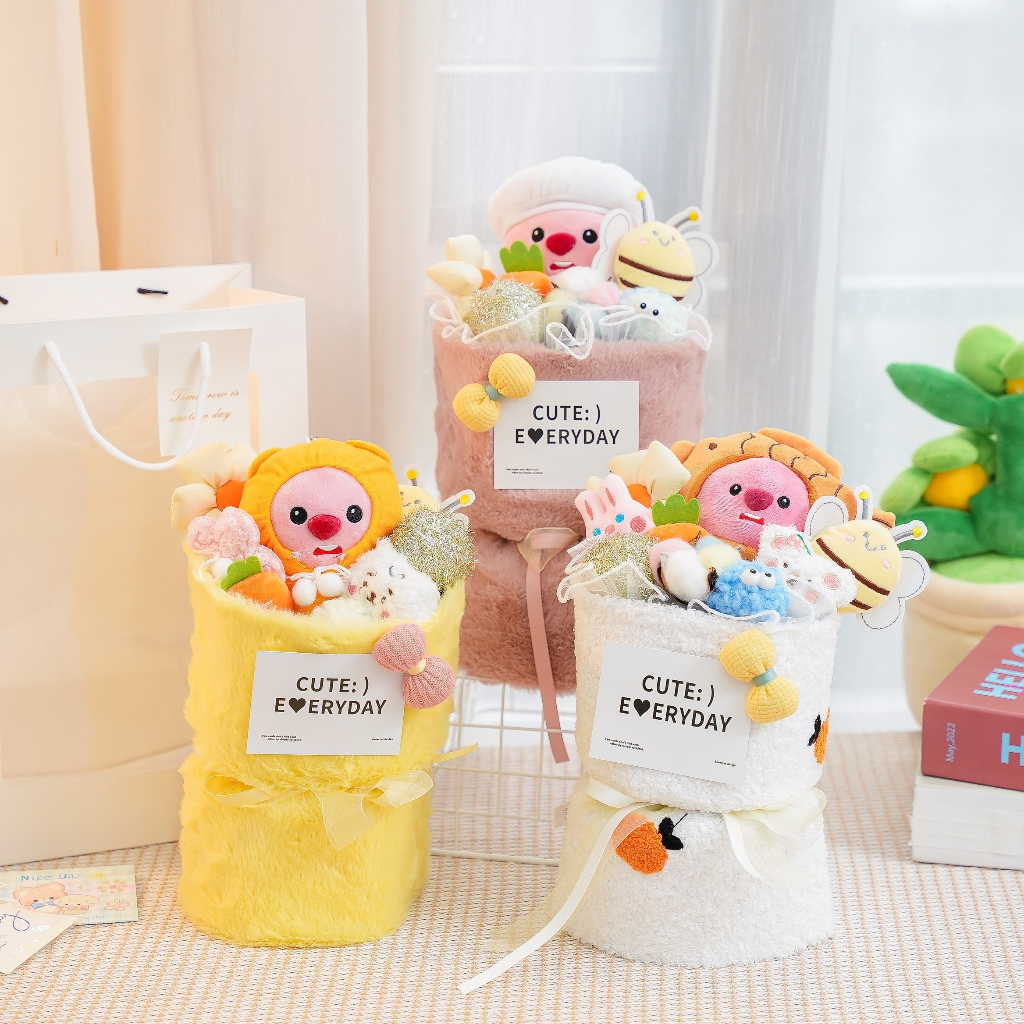 Bó hoa gấu nhồi bông hình thú đa dạng xinh xắn làm quà tặng cao cấp Vua Gấu Bông