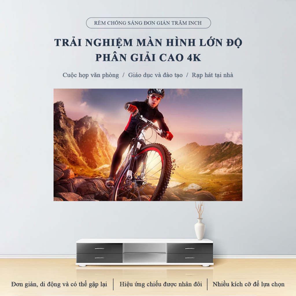 Màn Chiếu Phản Quang Dán Tường Cao Cấp 100 Inch Màn Hình Full HD 1080P 4K Sắc Nét Độ Tương Phản Cao Chống Lóa