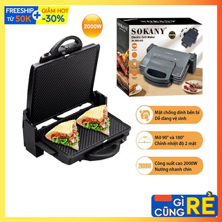 Máy ép bánh mì, nướng thịt chuyên dụng sokany sk-855 2000w