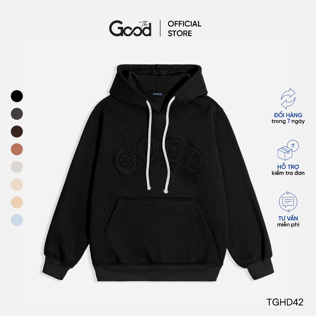 Áo Hoodie THE GOOD Ryder Hoạ Tiết Chữ Thêu , Áo Hoodie Nỉ Bông Unisex Form Rộng Basic