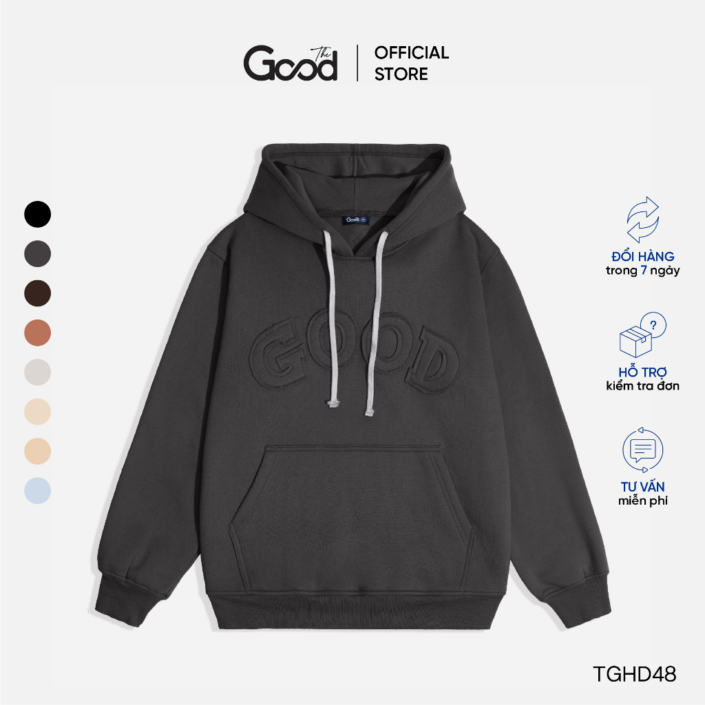 Áo Hoodie THE GOOD Ryder Hoạ Tiết Chữ Thêu , Áo Hoodie Nỉ Bông Unisex Form Rộng Basic