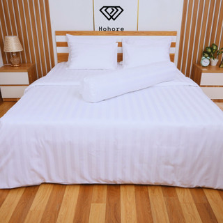 Ga giường khách sạn chất liệu cotton T300 trắng sọc 3cm / S1.2T3T size:1m/m2/m4/m6/m8/2m2