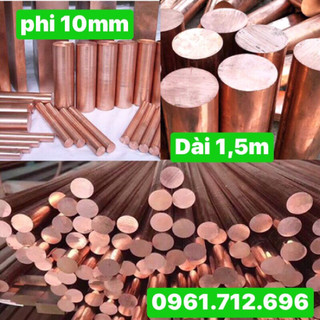 Thanh đồng đỏ tròn đặc phi 10mm ,phi 12mm dài 1,5m