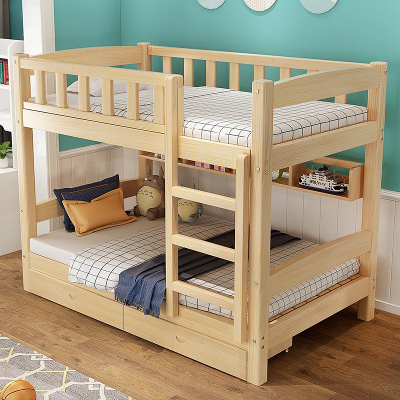 Giường tầng, giường gỗ thông tự nhiên không mối mọt dài 2m