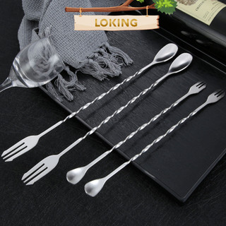 Thìa bar pha chế inox, thìa khuấy 2 đầu pha chế - LOKING