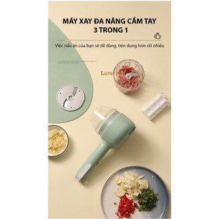 Máy xay tỏi ớt mini cầm tay 3 in 1 cao cấp ,xay tỏi ớt,xay thịt kèm đánh trứng khuấy bột