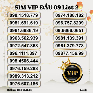 Sim số đẹp sim vip đầu 09 list 2 , sim viettel trả trước, hỗ trợ đăng ký chính chủ khi nhận sim