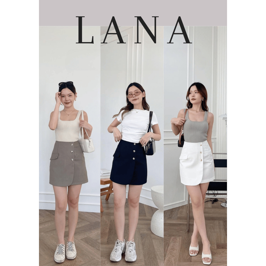 (CV8) Chân váy mini vạt lệch ba khuy, chân váy có lót quần bên trong, chất liệu vải độc quyền nhà LANA