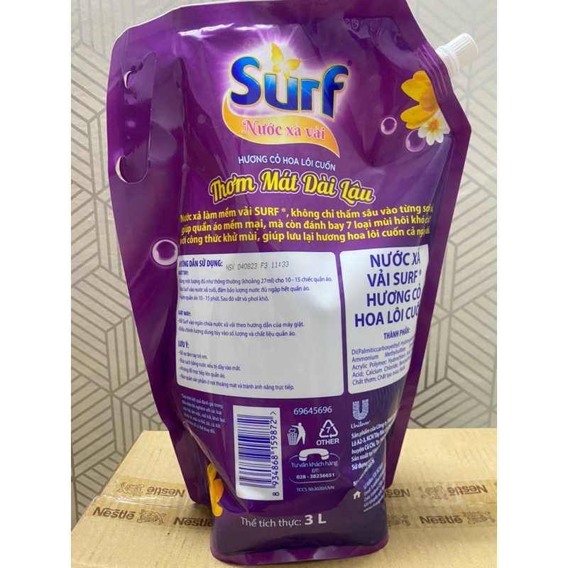 Nước xả vải SURF hương cỏ hoa lôi cuốn túi 3 lít
