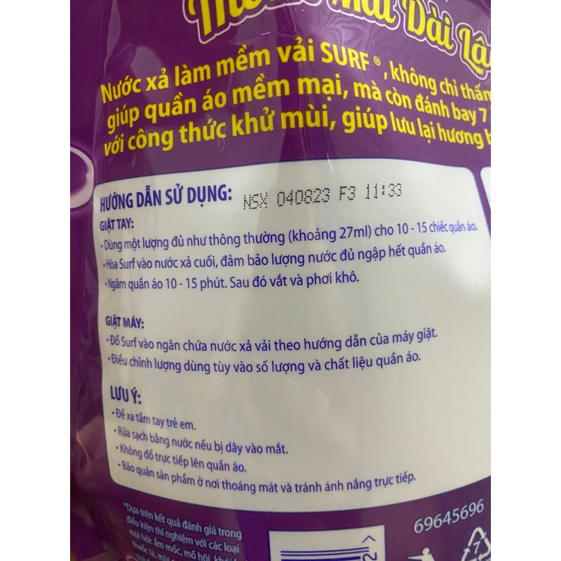 Nước xả vải SURF hương cỏ hoa lôi cuốn túi 3 lít