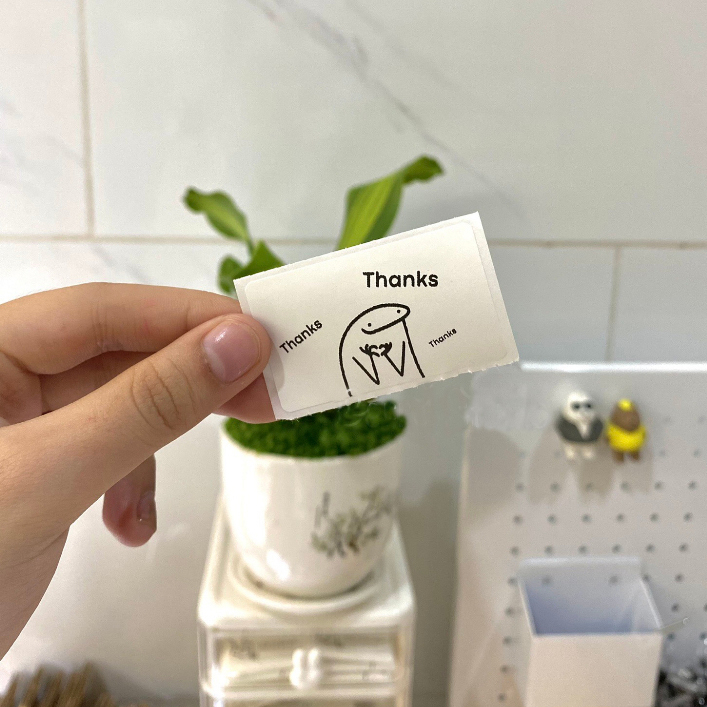 Set 50 tem nhãn dán meme V, sticker niêm phong có keo dán túi giấy, thùng carton, gói hàng