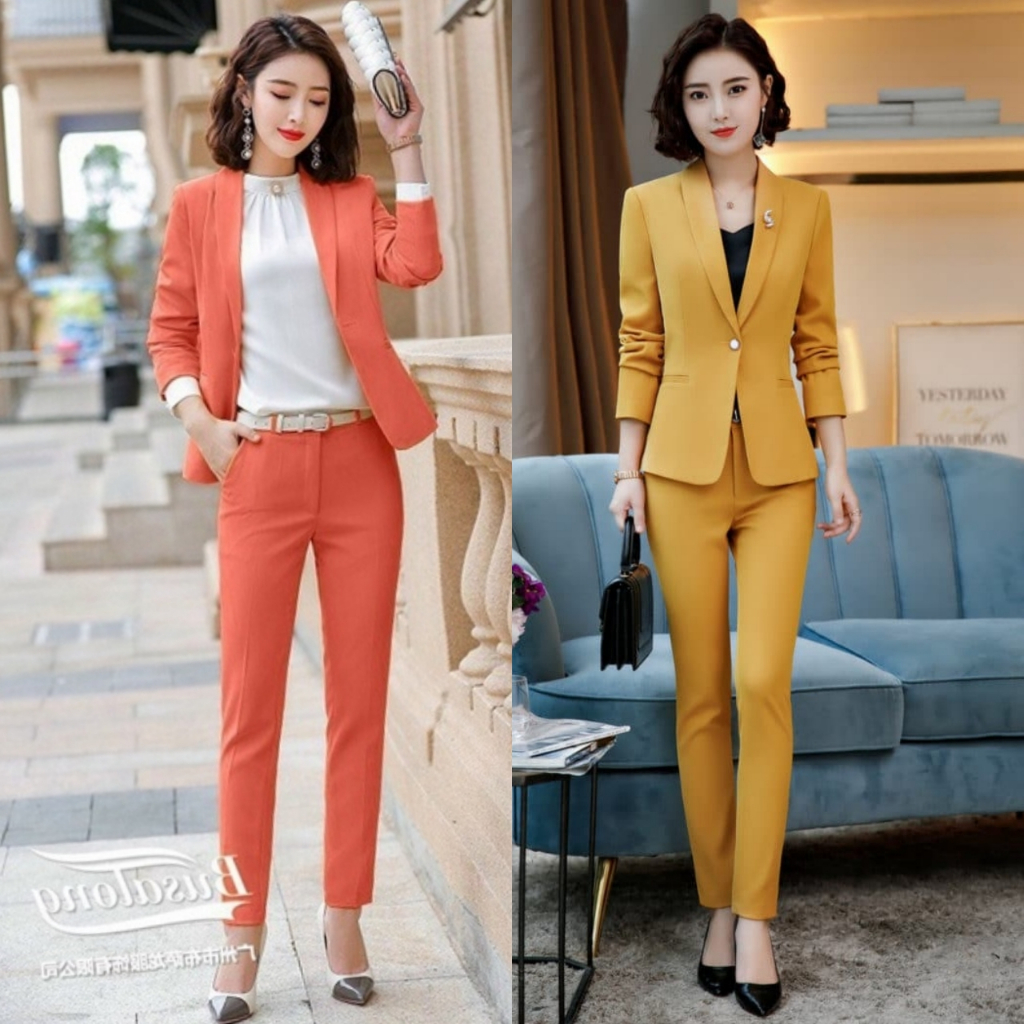 Bộ Đồ Vest Nữ Công Sở Áo Vest Tay Dài Quần Dài TJ26
