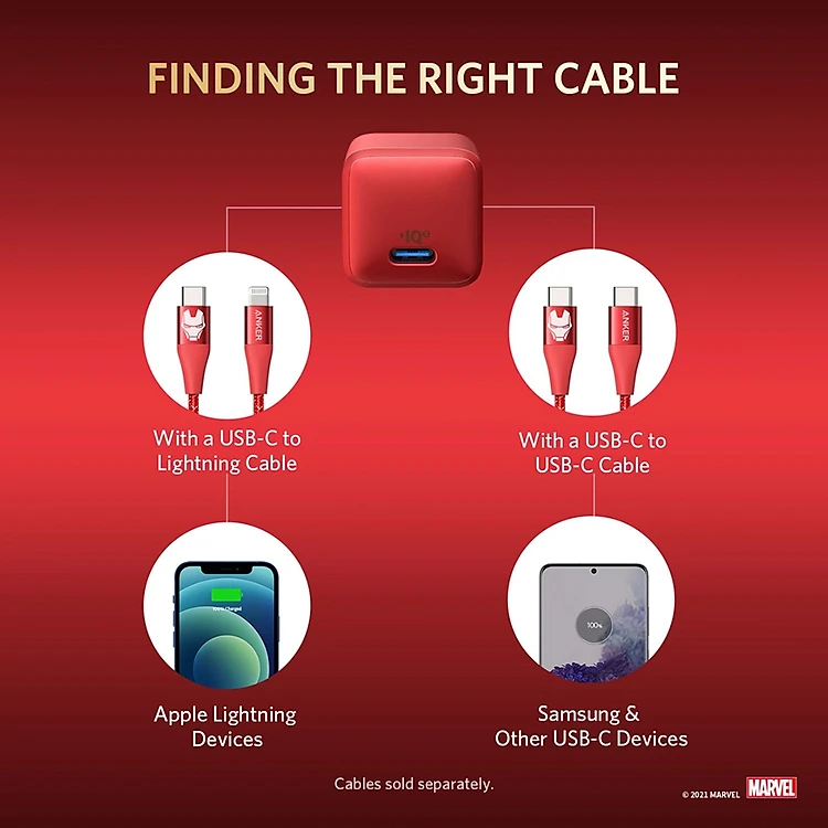 Sạc ANKER PowerPort III Nano 20W Phiên Bản Marvel Giới Hạn - ANKER A2633 - Hàng Chính Hãng