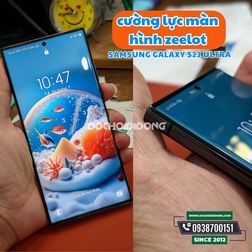 Miếng dán cường lực màn hình cho Samsung Galaxy S23/S23+/S23 Ultra Zeelot Solidsleek 5X