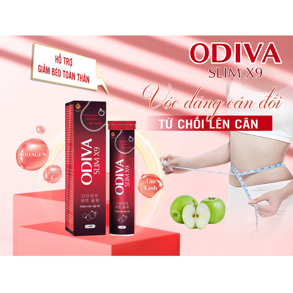 Viên sủi thảo dược giảm cân cấp tốc Odiva Slim X9 giúp giảm mỡ máu, giảm mỡ thừa, thanh nhiệt cơ thể (Sủi ODIVA Slim X9)