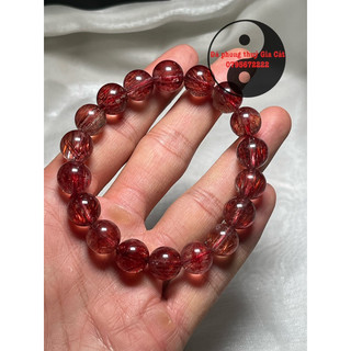 Vòng tay thach anh tóc đỏ trong đậm đẹp kiểm định