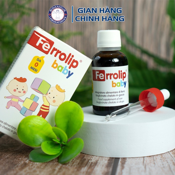 Sắt Ferrolip Baby dạng siro vị đào thơm ngon lọ 30 mL tặng