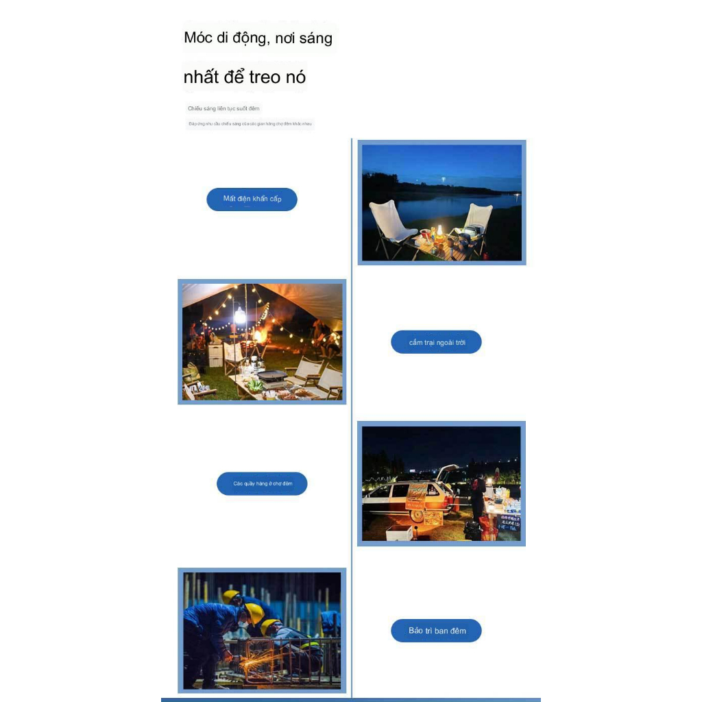 Bóng Đèn Tích Điện Chiếu Sáng Trong Nhà, Ngoài Trời Không Cần Dây 220W- TẶNG KÈM 1 MÓC TREO VÀ CÁP SẠC USB