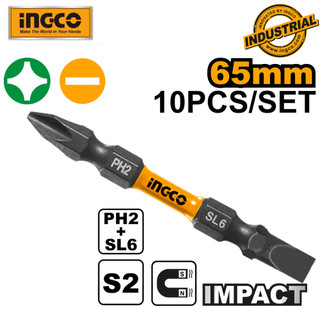 Mũi bắt vít hai đầu PH2+SL6x65mm (có nam châm hít) Ingco SDBIM21HL133