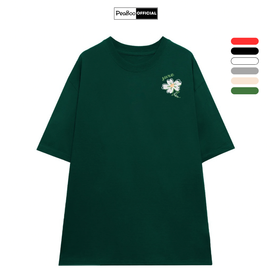 Áo Thun Nữ, Áo Phông Unisex By PEABOO Mã TN BST08 In Hình Mini Chất Cotton Thoáng Mát Form Rộng Tay Lỡ Cho Nam Nữ
