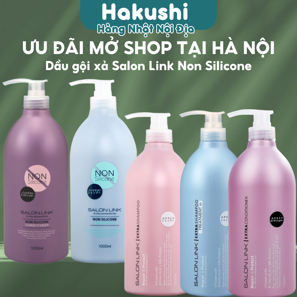Dầu gội xả Kumano Salon Link Extra Treatment và Non Silicone nội địa Nhật Bản 1000ml - Hakushi