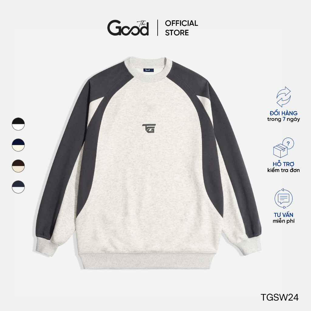 Áo Sweater THE GOOD Raglan, Áo Nỉ Sweater Form Rộng Phối Màu