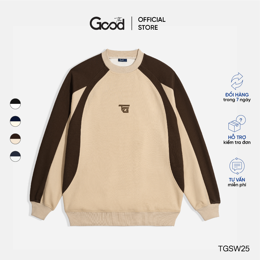 Áo Sweater THE GOOD Raglan, Áo Nỉ Sweater Form Rộng Phối Màu