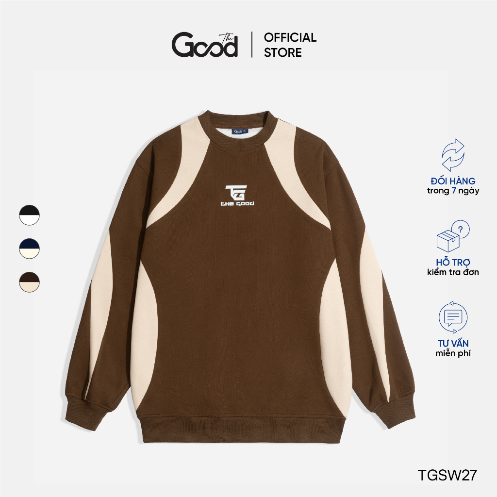 Áo Sweater THE GOOD Vivian, Áo Nỉ Sweater Form Rộng Phối Màu