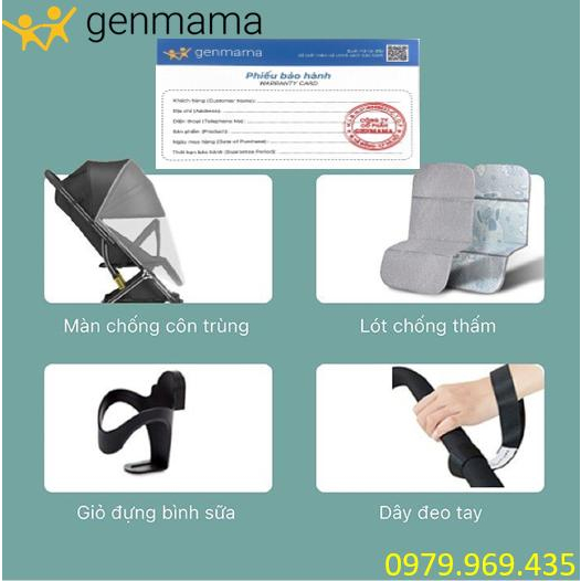 Xe đẩy 2 chiều 3 tư thế cho bé du lịch. Xe đẩy cho bé gấp gọn có giảm xóc có tay kéo. Mang lên máy bay GM-XE04 GENMAMA