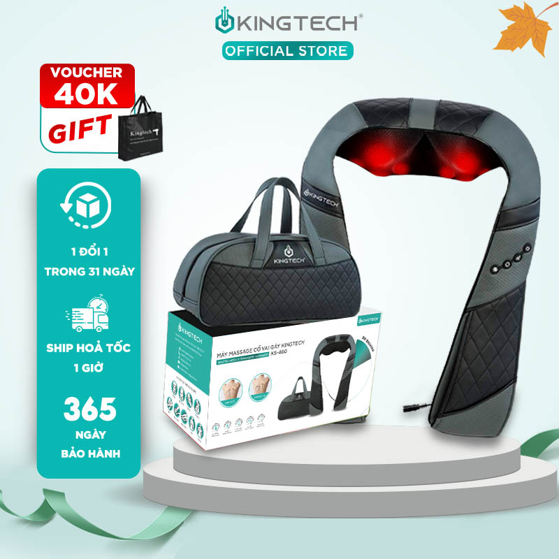 Máy Massage Cổ Vai Gáy Chuyên Sâu KINGTECH KS-460,  Chức Nhiệt Hồng Ngoại, Xoay Đảo Chiều - Hàng Chính Hãng