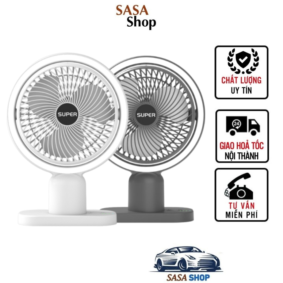 Quạt mini năng lượng để bàn 8h/1 lần sạc USB 3 cơ chế gió, kiêm đèn LED chiếu sáng, quạt để bàn tiện đợi đa năng