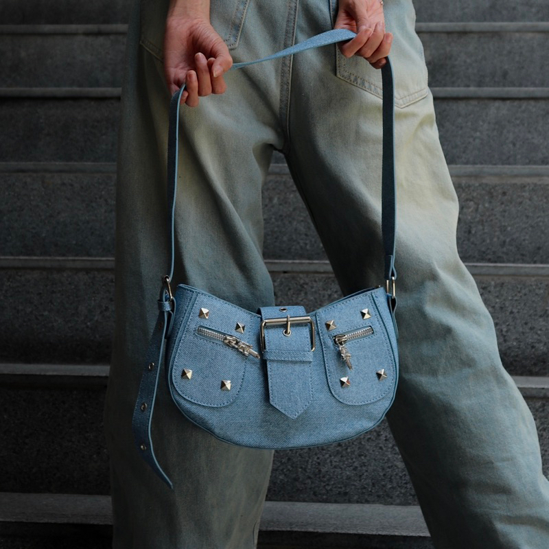 TÚI XÁCH KẸP NÁCH DENIM ĐỨNG FORM - PHONG CÁCH HÀN QUỐC/ Y2K GOTHIC