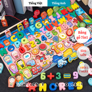 Bộ câu cá gỗ Montessory đa chức năng đồ chơi gỗ7 in 1 giúp bé học chữ cái, số đếm anhdochoi